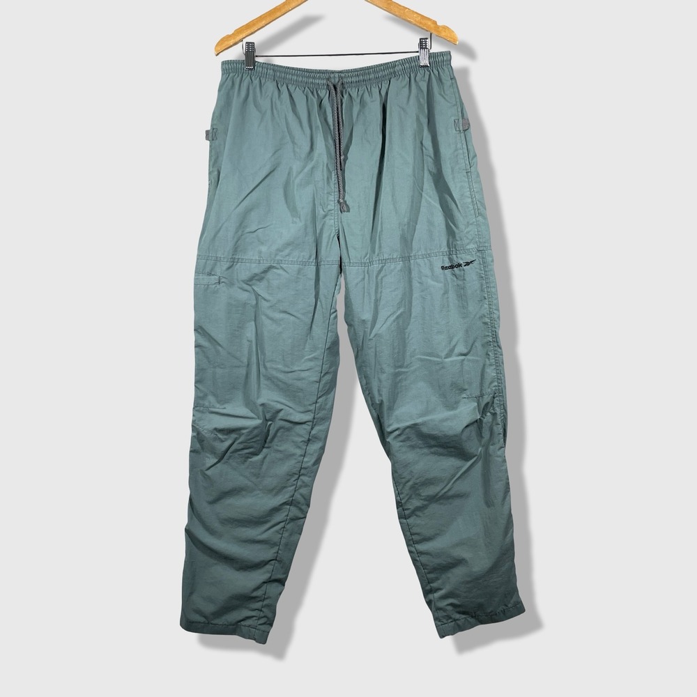 Reebok Track Pants Mens XL Blue Green Vintage Athletic Sporty Gorpcore